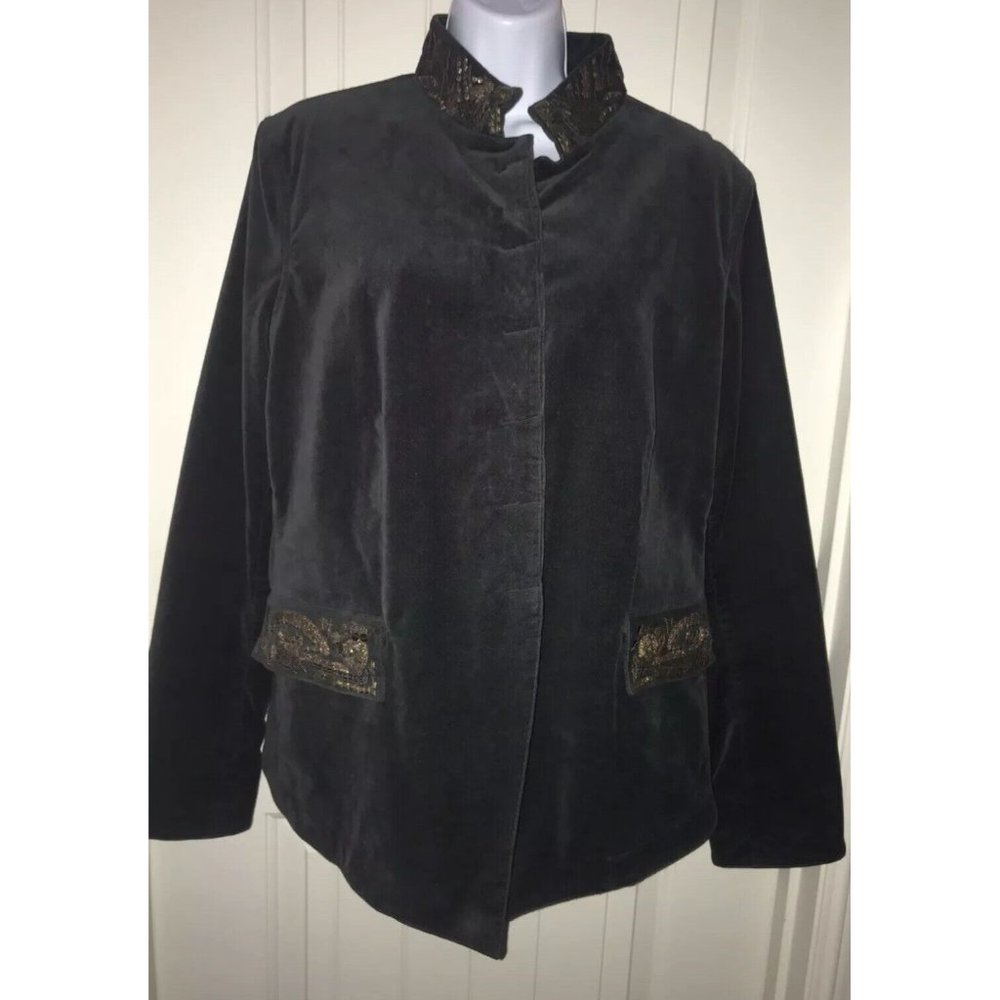Peruvian Connection Bellamy Jacket Gray Velvet Em… - image 2